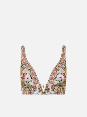 Camilla V-Neck Hardware Bra Bikini Top S / Egyptian Rose